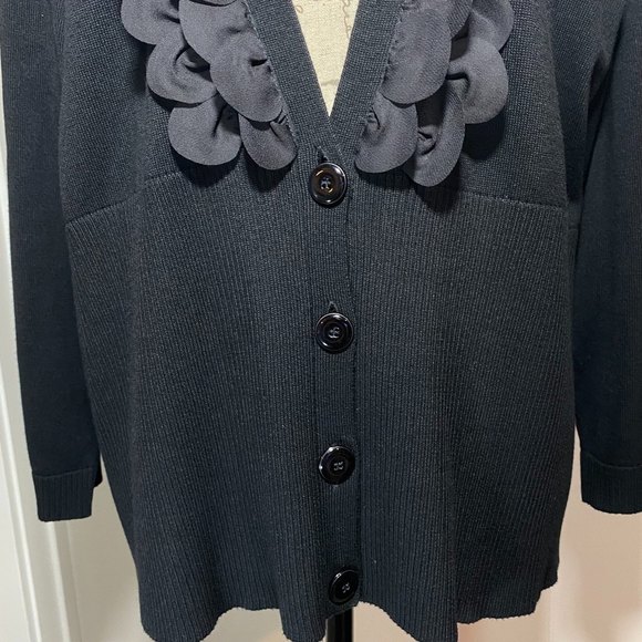 Beautiful Nine West Woman Scallop Petals Cardigan Plus Size 3X Black - Picture 4 of 6